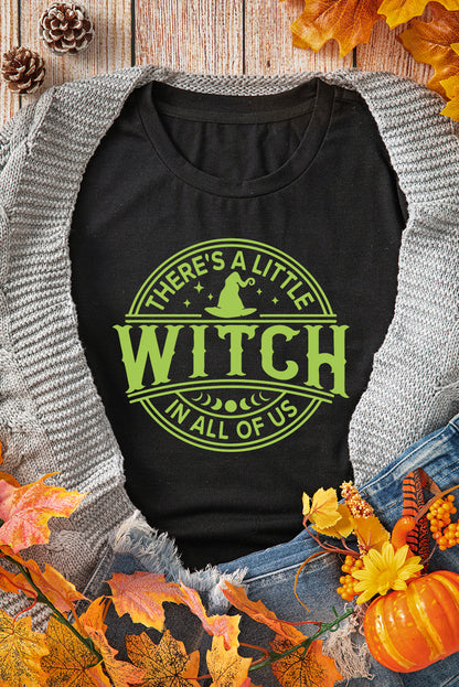 WITCH Crew Neck Halloween Graphic T Shirt