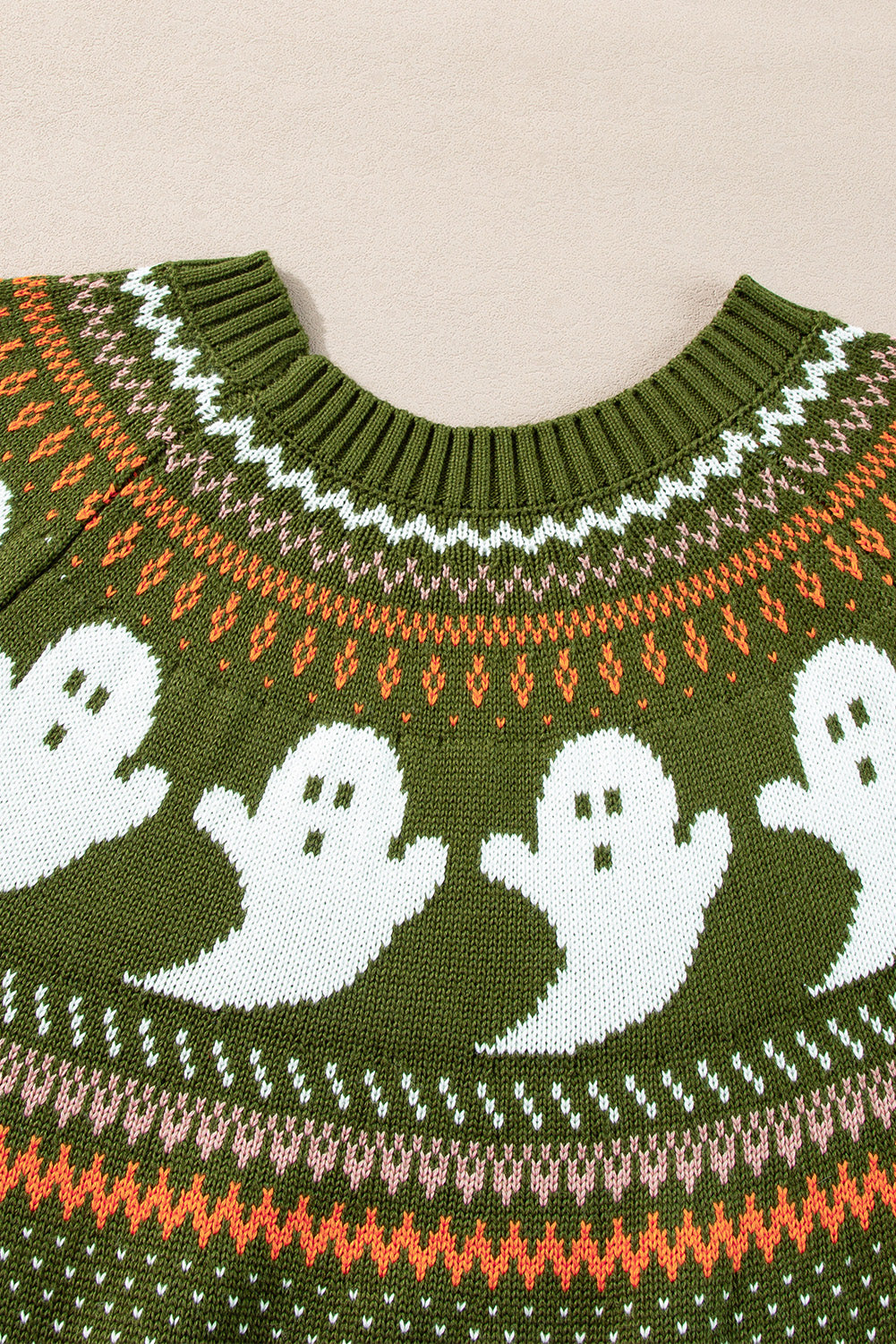 Halloween Ghost Pattern Drop Shoulder Sweater