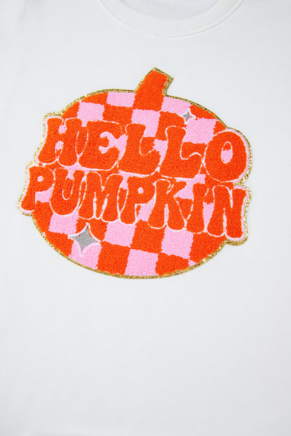 Halloween Pumpkin Patched Pattern Pullover Sweatshirt