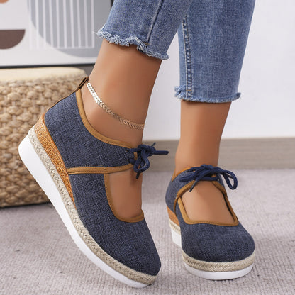 Tied Cutout Wedge Slip-Ons