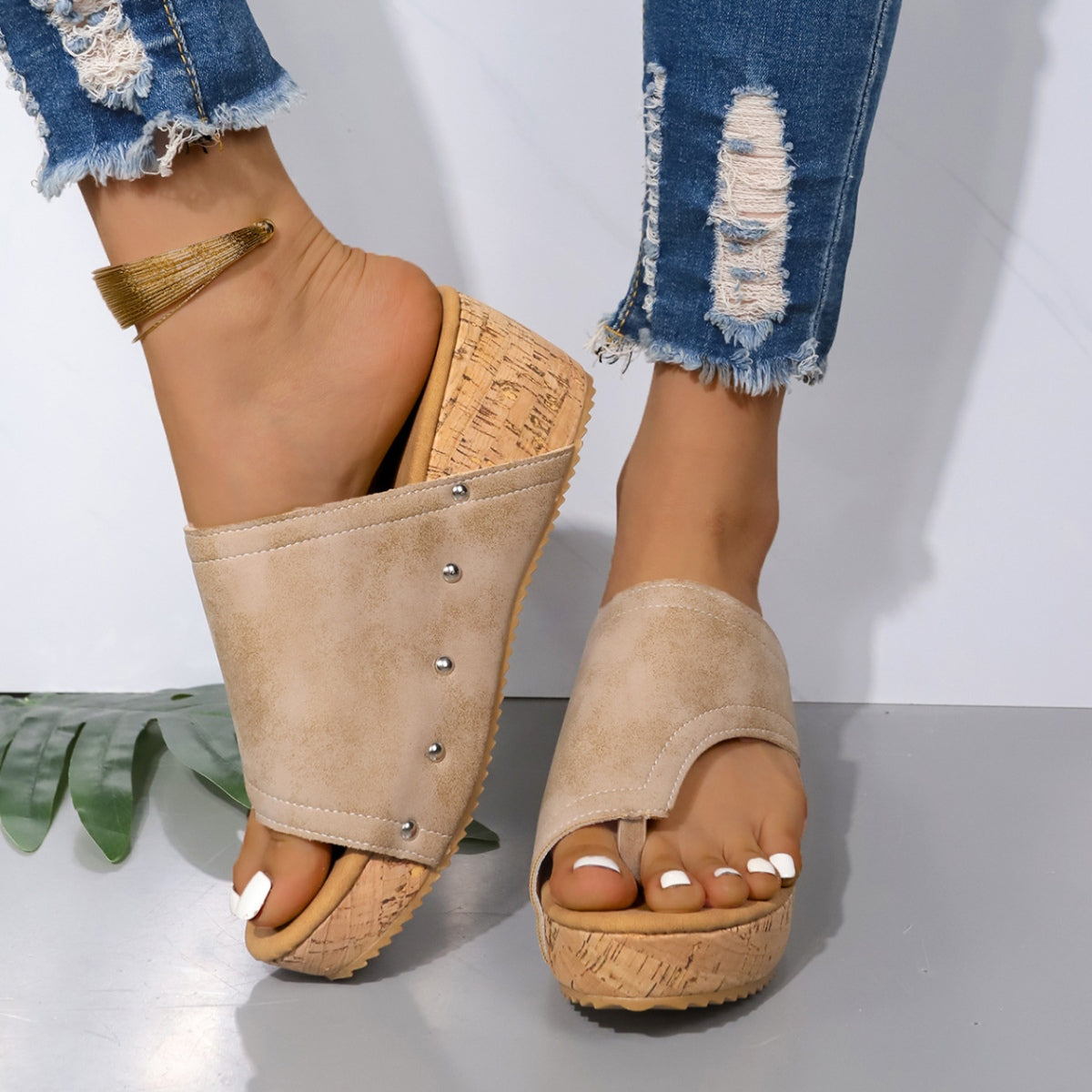 Leather Wedge Sandals