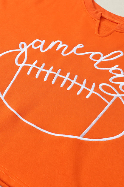 Game Day Lettering Rugby Football Notched Neck Sweatshirt