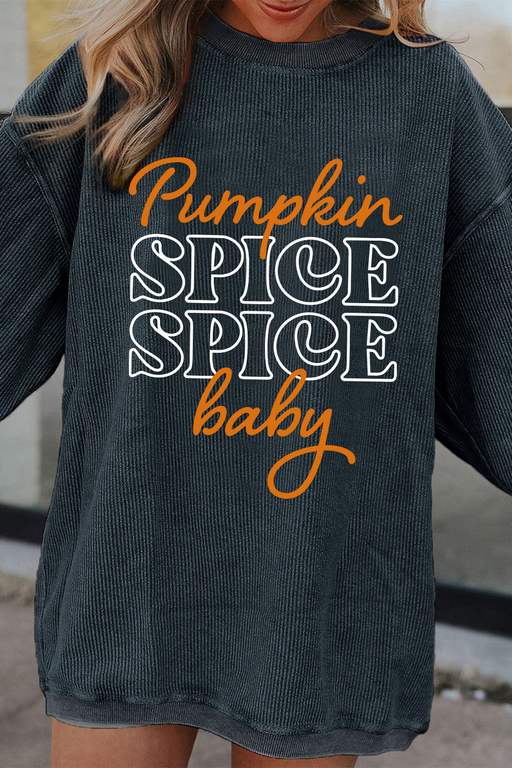 Pumpkin Spice Baby Graphic Textured Sweatshirt