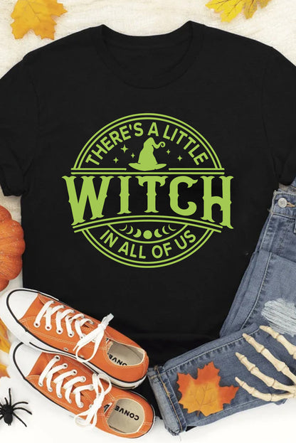 WITCH Crew Neck Halloween Graphic T Shirt