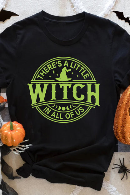 WITCH Crew Neck Halloween Graphic T Shirt