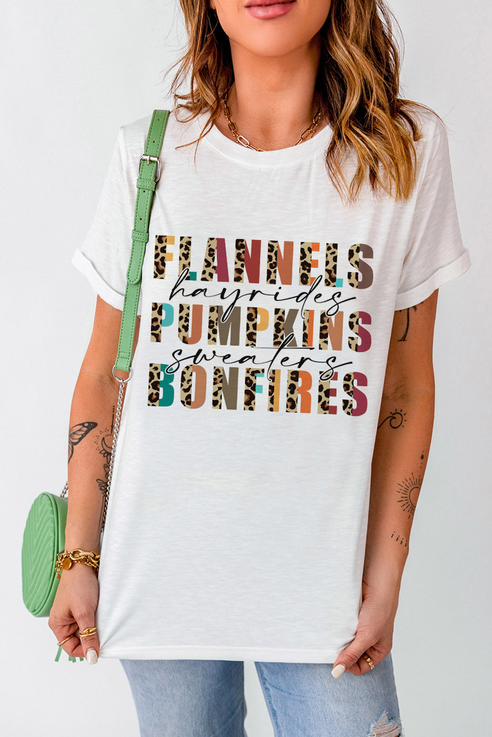 Flannels Hayrides Pumpkins Sweaters Bonfires Tee