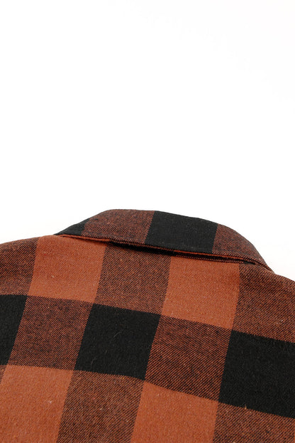 Turn-down Collar Plaid Shirt Coat