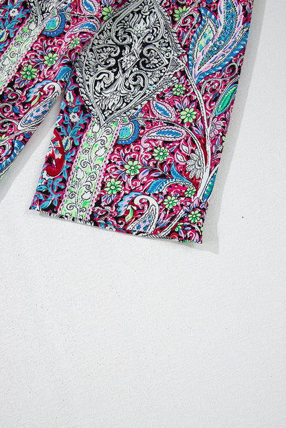 Paisley Print Open Front Kimono