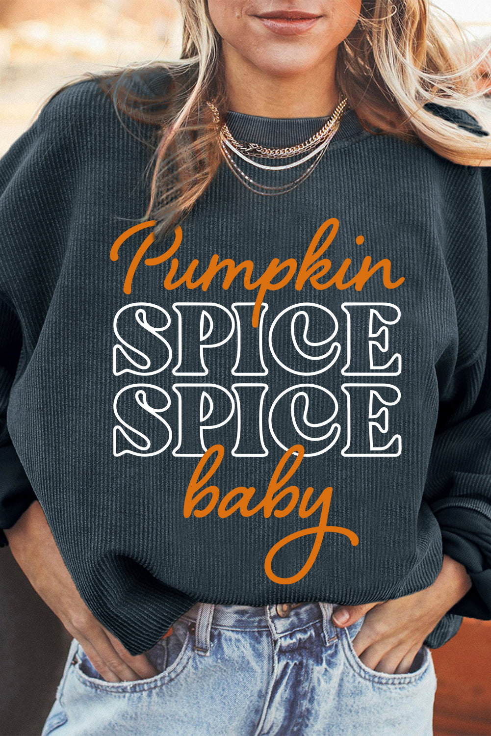 Pumpkin Spice Baby Graphic Textured Sweatshirt