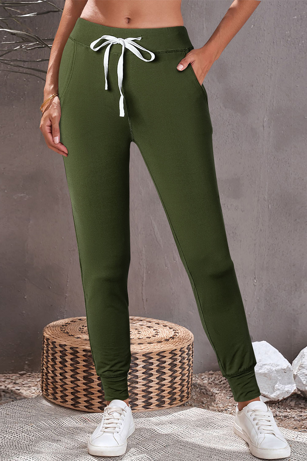 Drawstring Waist Pocketed Joggers