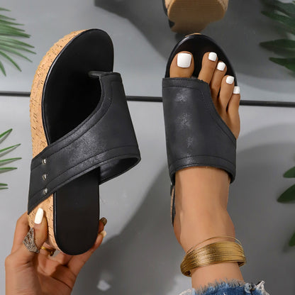 Leather Wedge Sandals