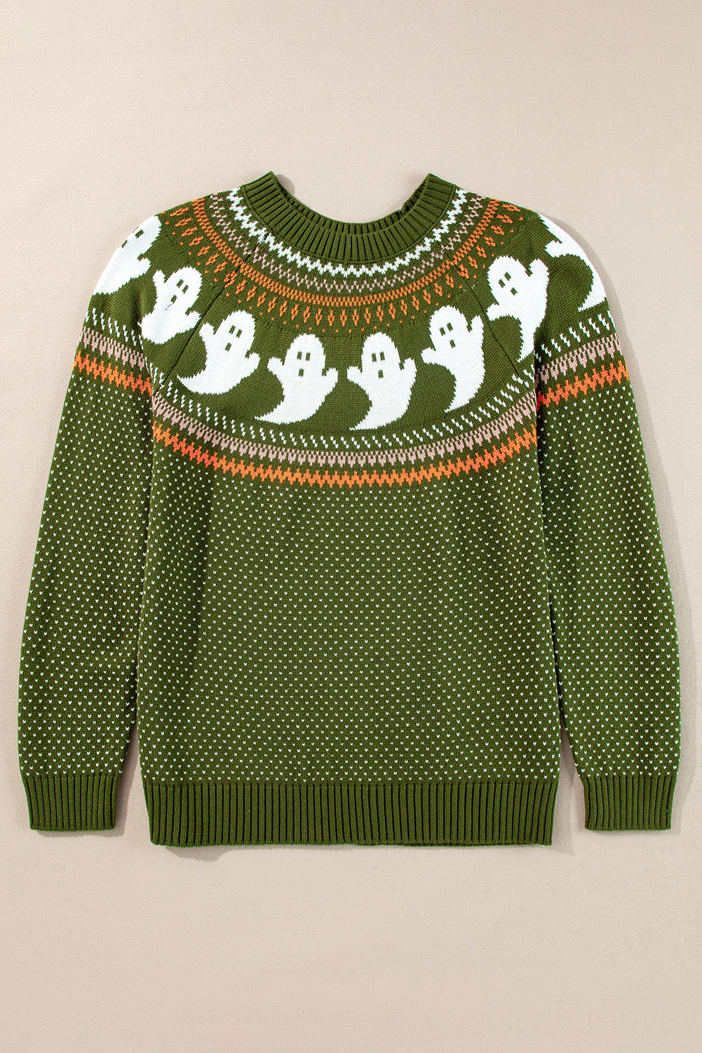 Halloween Ghost Pattern Drop Shoulder Sweater