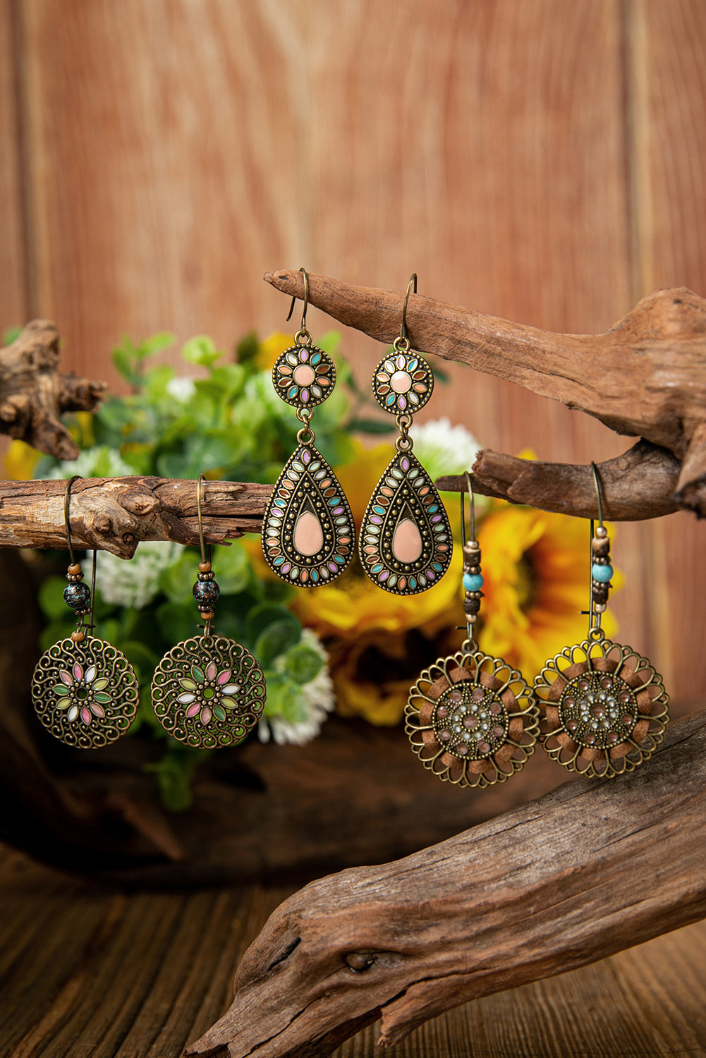 Boho Retro Hollow Dangle Earrings Set