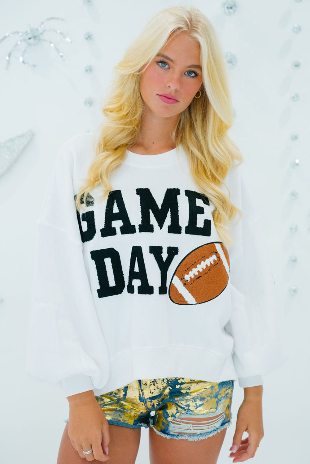 GAME DAY Graphic Varsity Pullover Sweatshirt