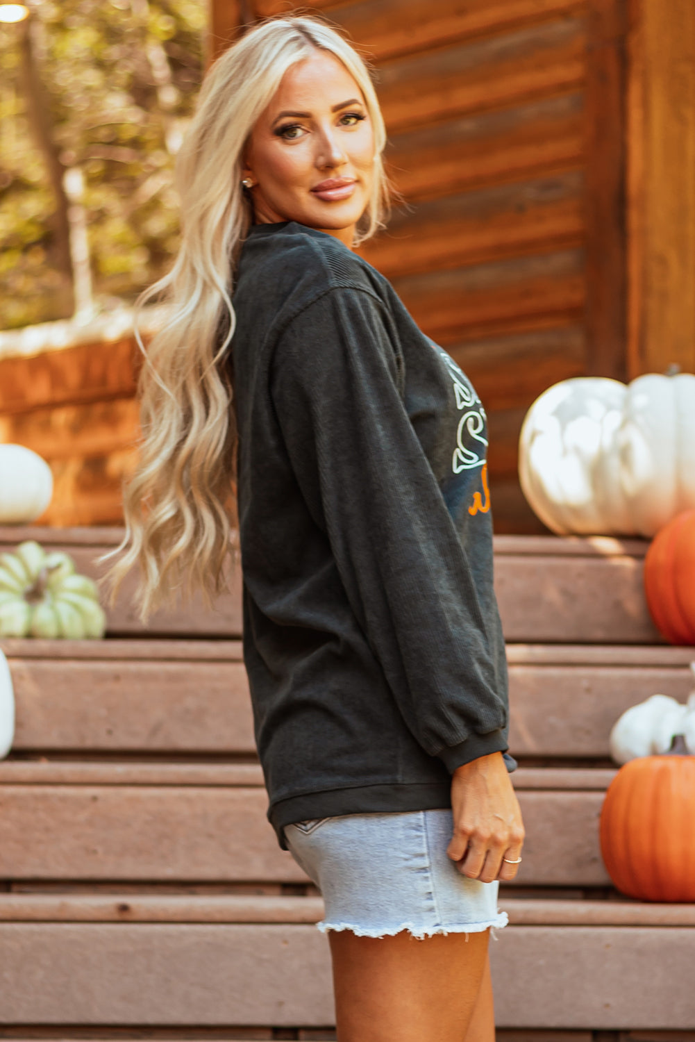 Pumpkin Spice Baby Graphic Textured Sweatshirt