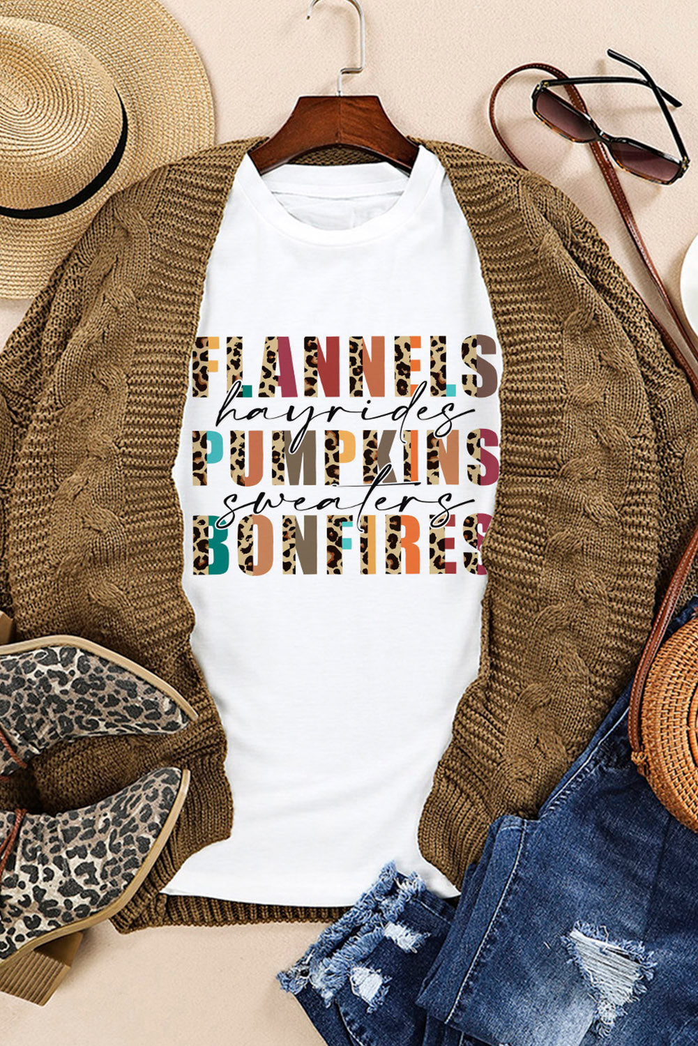 Flannels Hayrides Pumpkins Sweaters Bonfires Tee