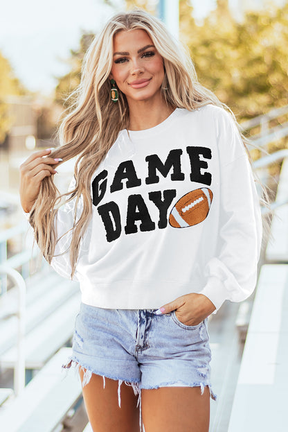 GAME DAY Graphic Varsity Pullover Sweatshirt