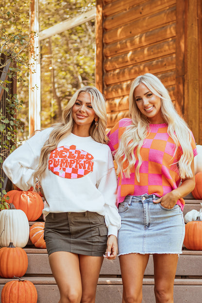 Halloween Pumpkin Patched Pattern Pullover Sweatshirt