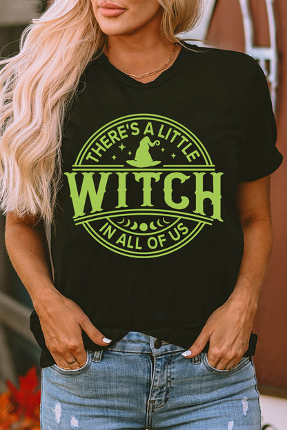 WITCH Crew Neck Halloween Graphic T Shirt