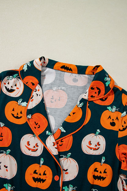 Halloween Pattern Short Sleeve Shirt Pajama Set