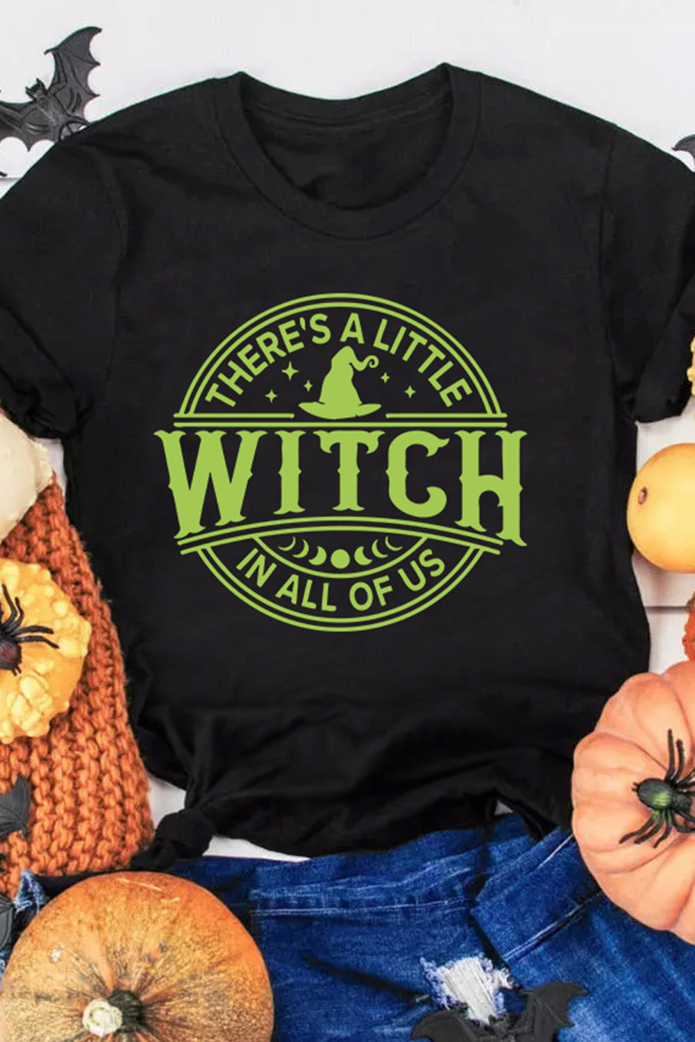 WITCH Crew Neck Halloween Graphic T Shirt