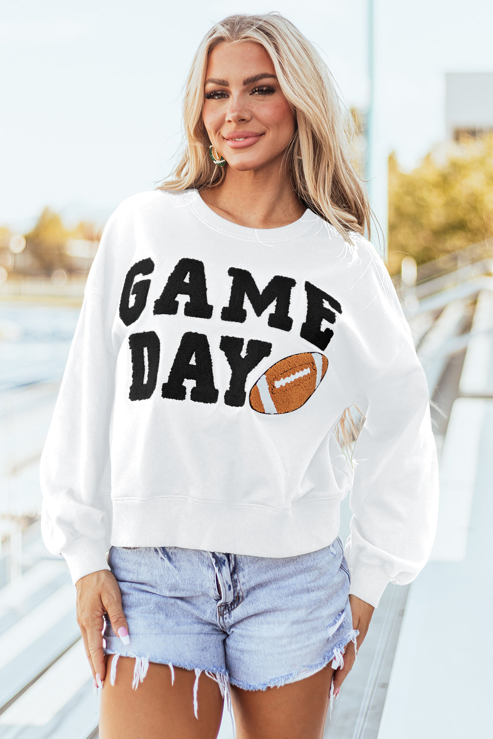 GAME DAY Graphic Varsity Pullover Sweatshirt