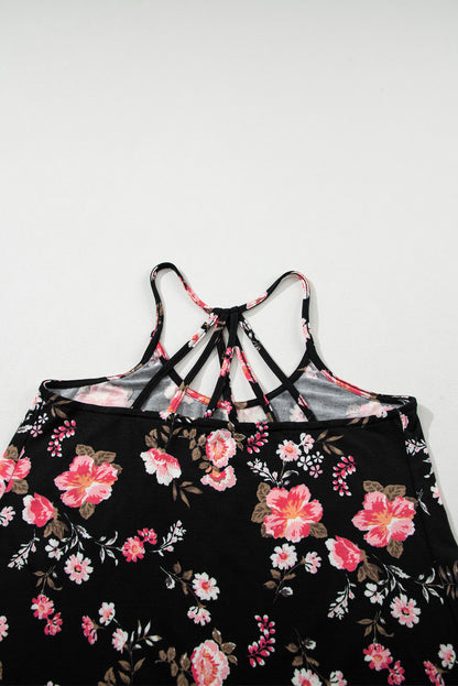 Floral Spaghetti Straps Strappy Back Tank Top