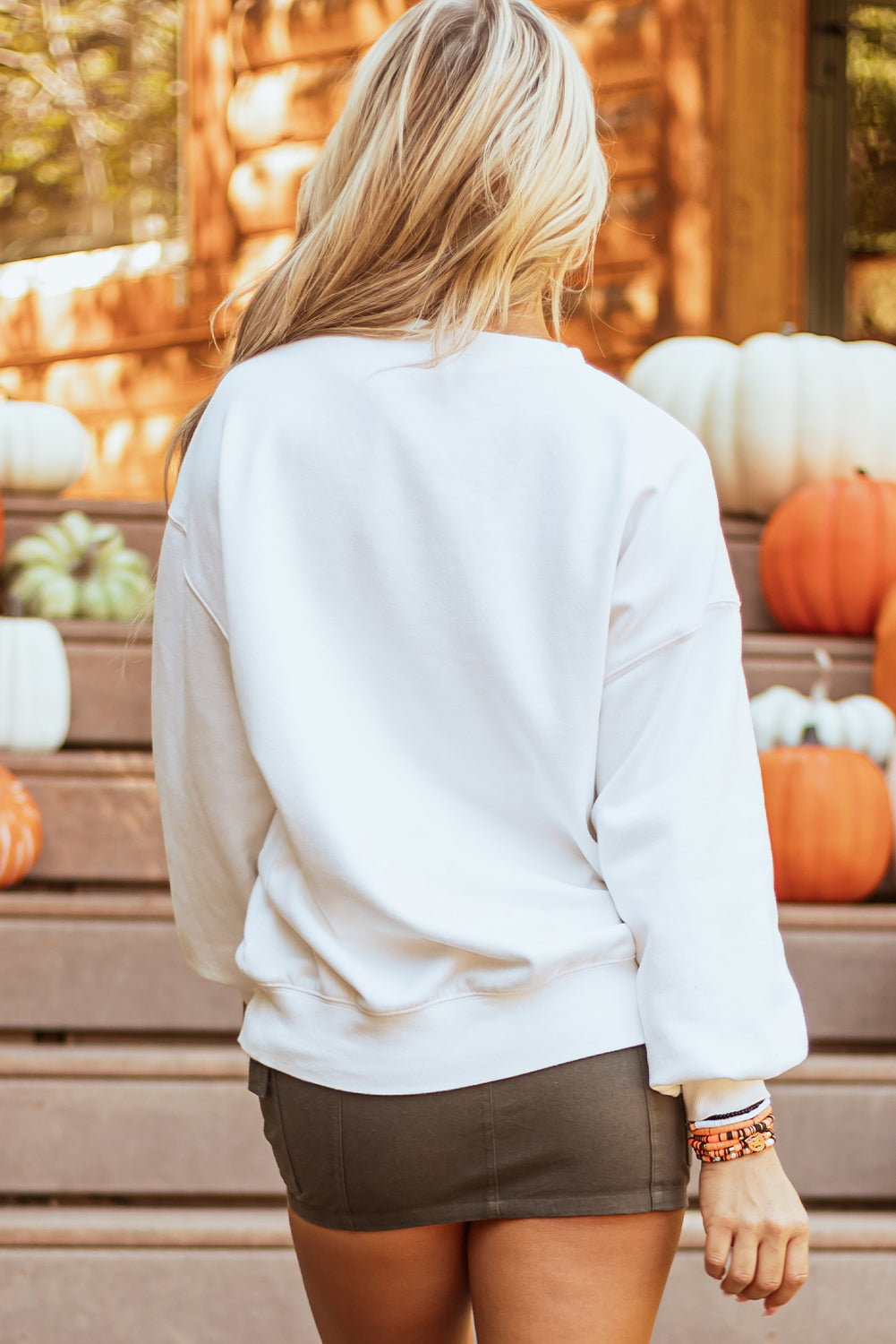 Halloween Pumpkin Patched Pattern Pullover Sweatshirt