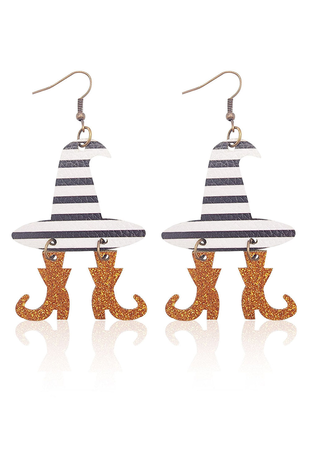 Halloween Striped Witch Hat & Boots Earrings