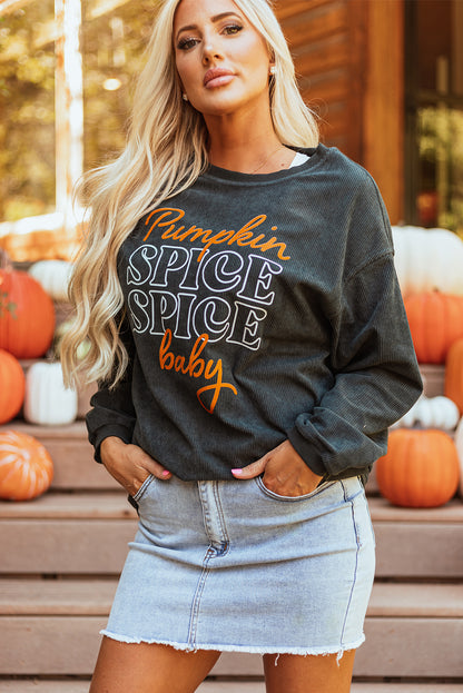 Pumpkin Spice Baby Graphic Textured Sweatshirt