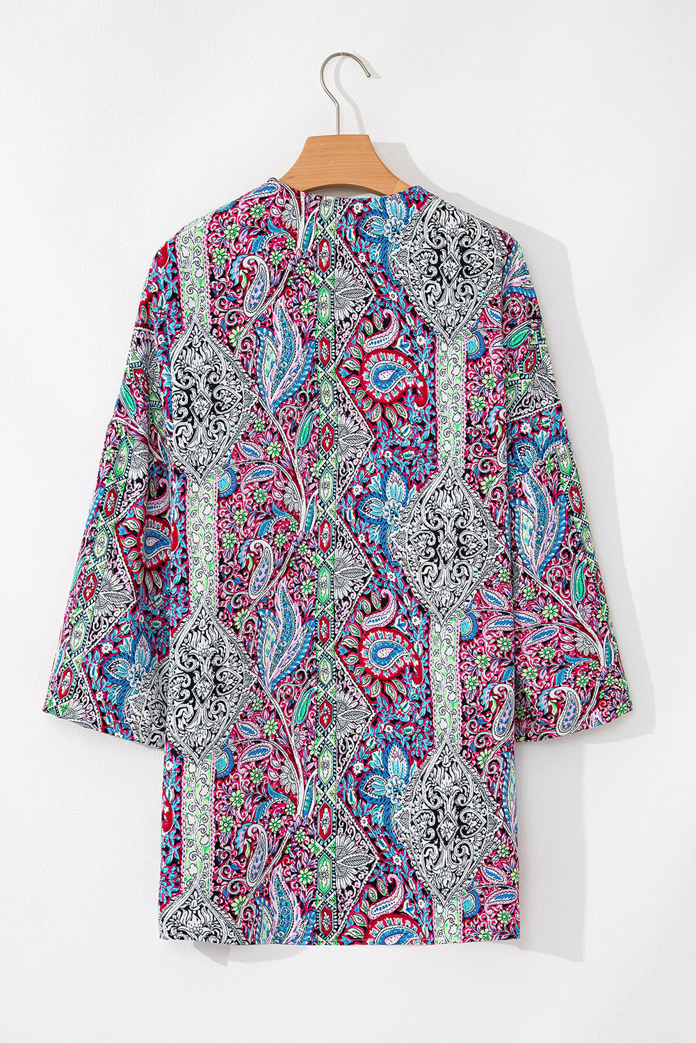 Paisley Print Open Front Kimono