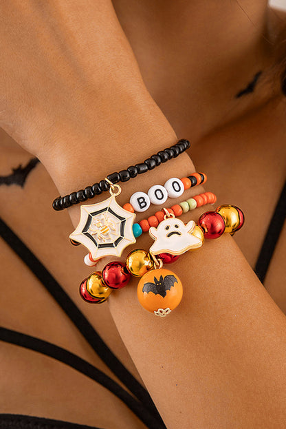 4pcs Halloween Ghost Spider Web Beaded Bracelet Set