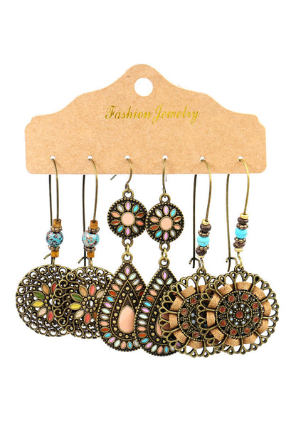 Boho Retro Hollow Dangle Earrings Set