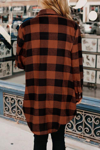 Turn-down Collar Plaid Shirt Coat