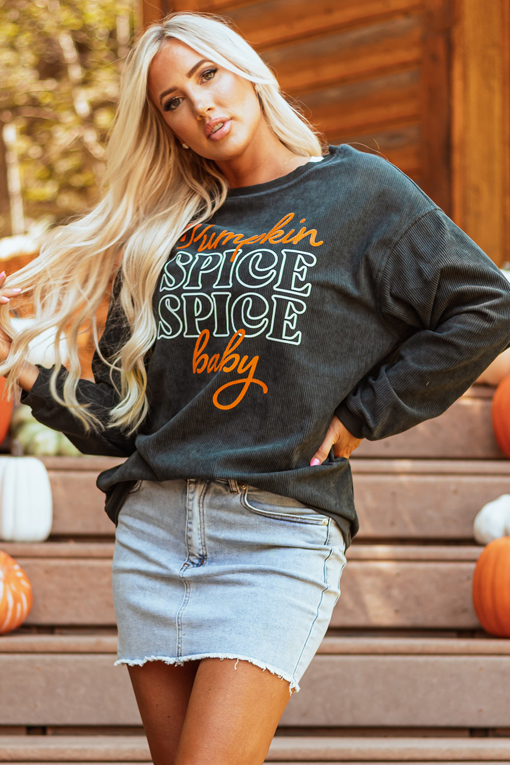 Pumpkin Spice Baby Graphic Textured Sweatshirt