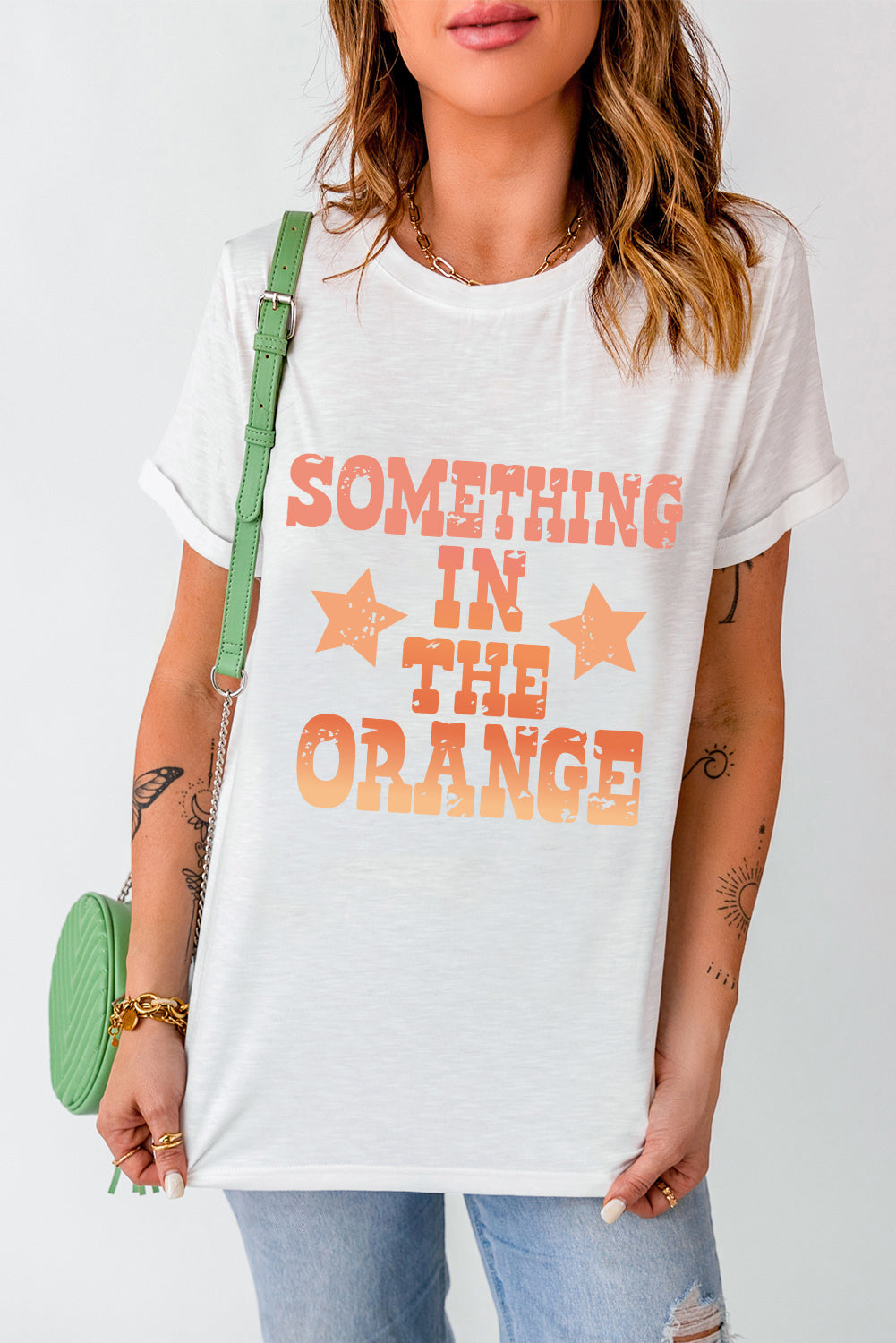 SOMETHING IN THE ORANGE Graphic Crew Neck T Shirt