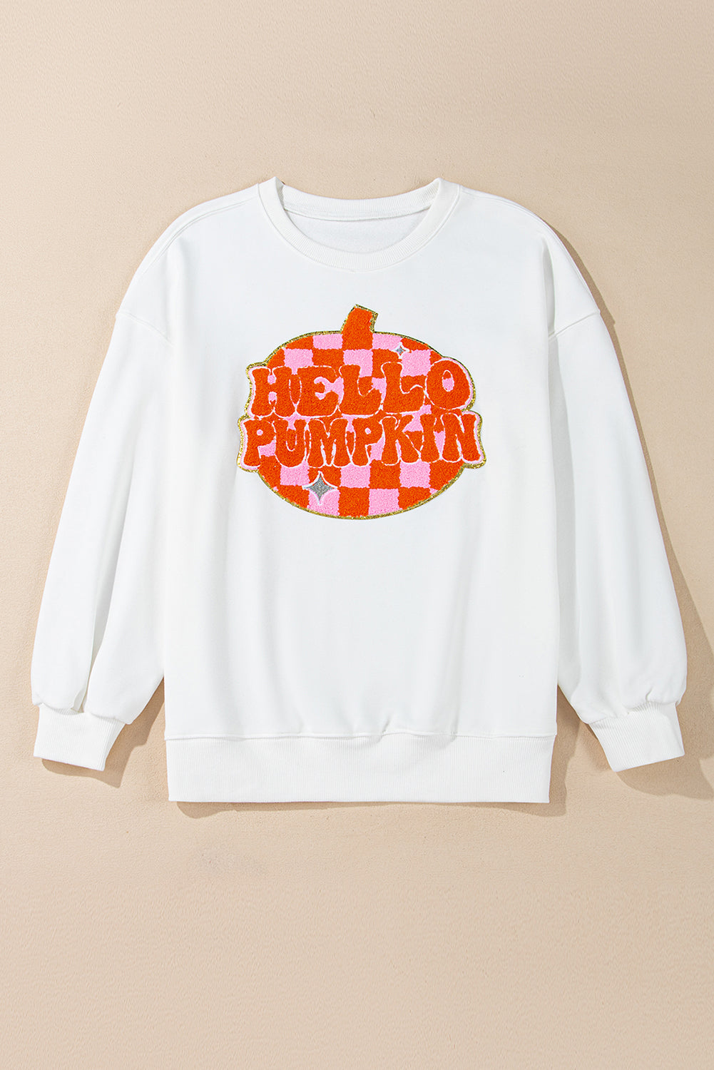 Halloween Pumpkin Patched Pattern Pullover Sweatshirt