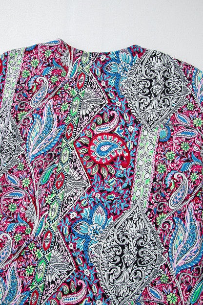 Paisley Print Open Front Kimono