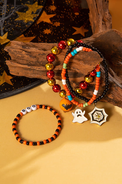 4pcs Halloween Ghost Spider Web Beaded Bracelet Set