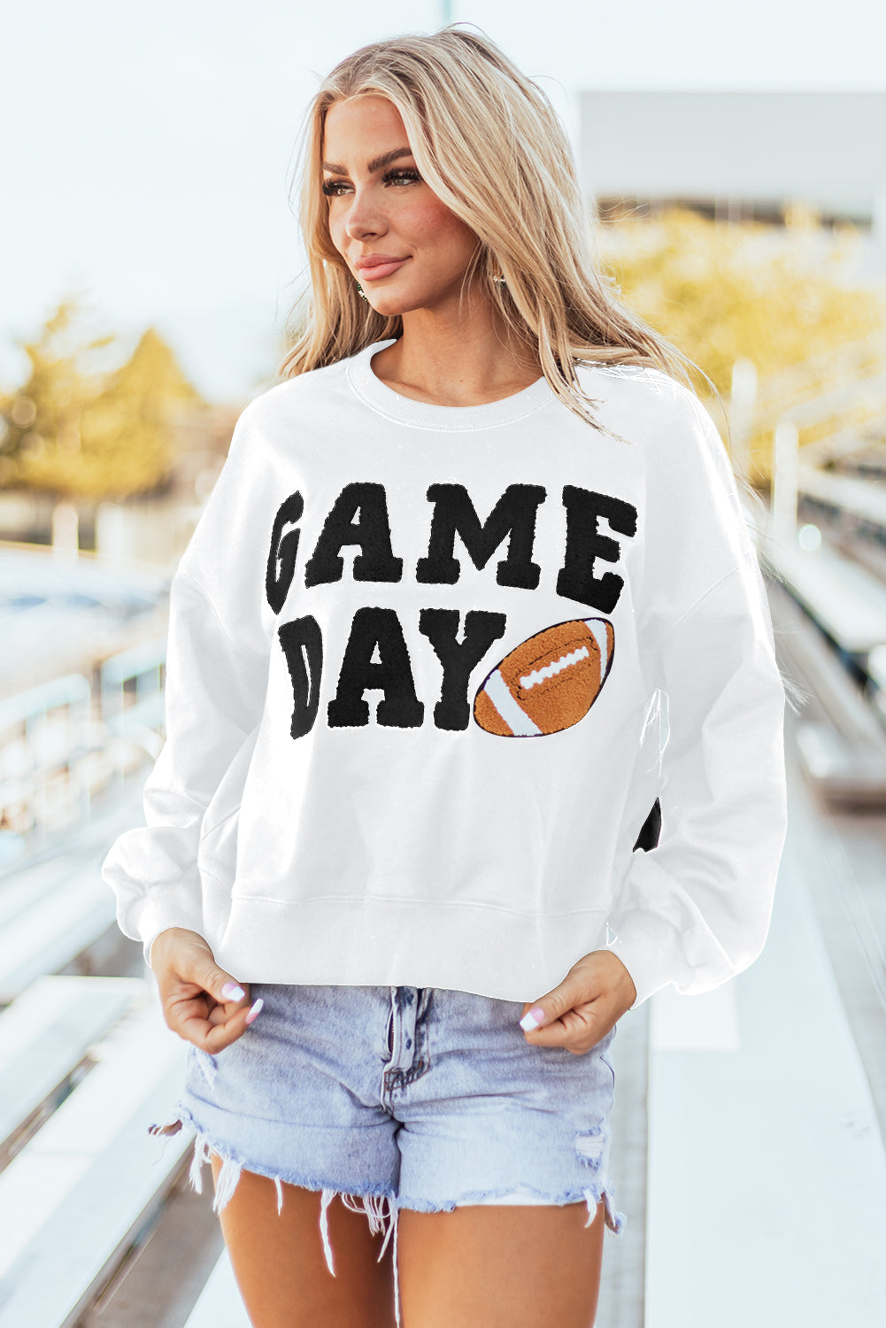 GAME DAY Graphic Varsity Pullover Sweatshirt