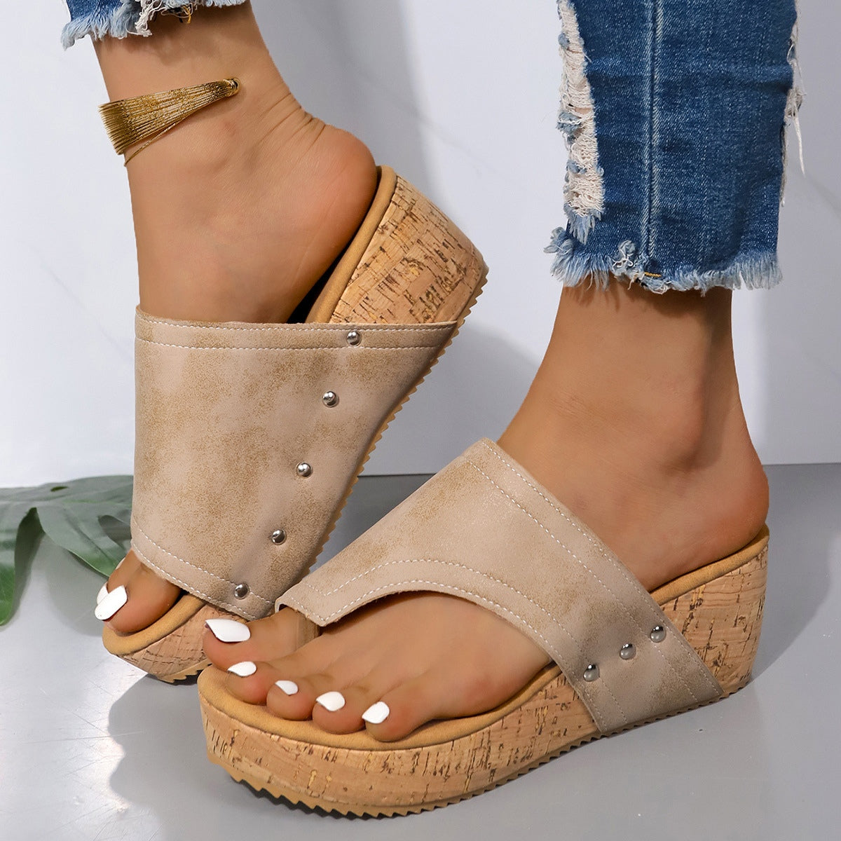 Leather Wedge Sandals