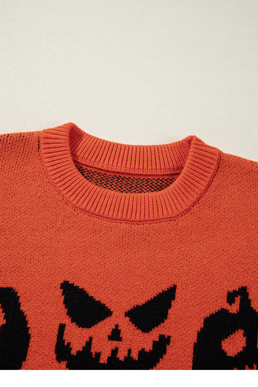 Halloween Pumpkin Face Pattern Drop Shoulder Sweater