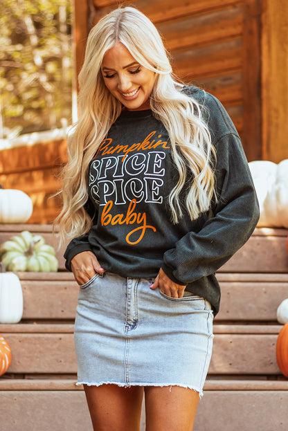 Pumpkin Spice Baby Graphic Textured Sweatshirt