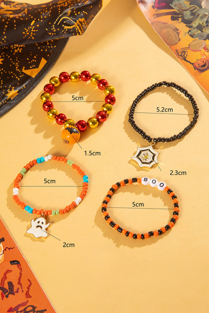 4pcs Halloween Ghost Spider Web Beaded Bracelet Set