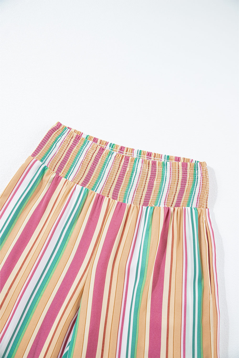 Striped Smocked High Waist Wide Leg Pants