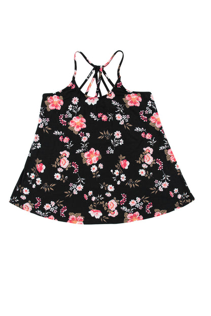 Floral Spaghetti Straps Strappy Back Tank Top