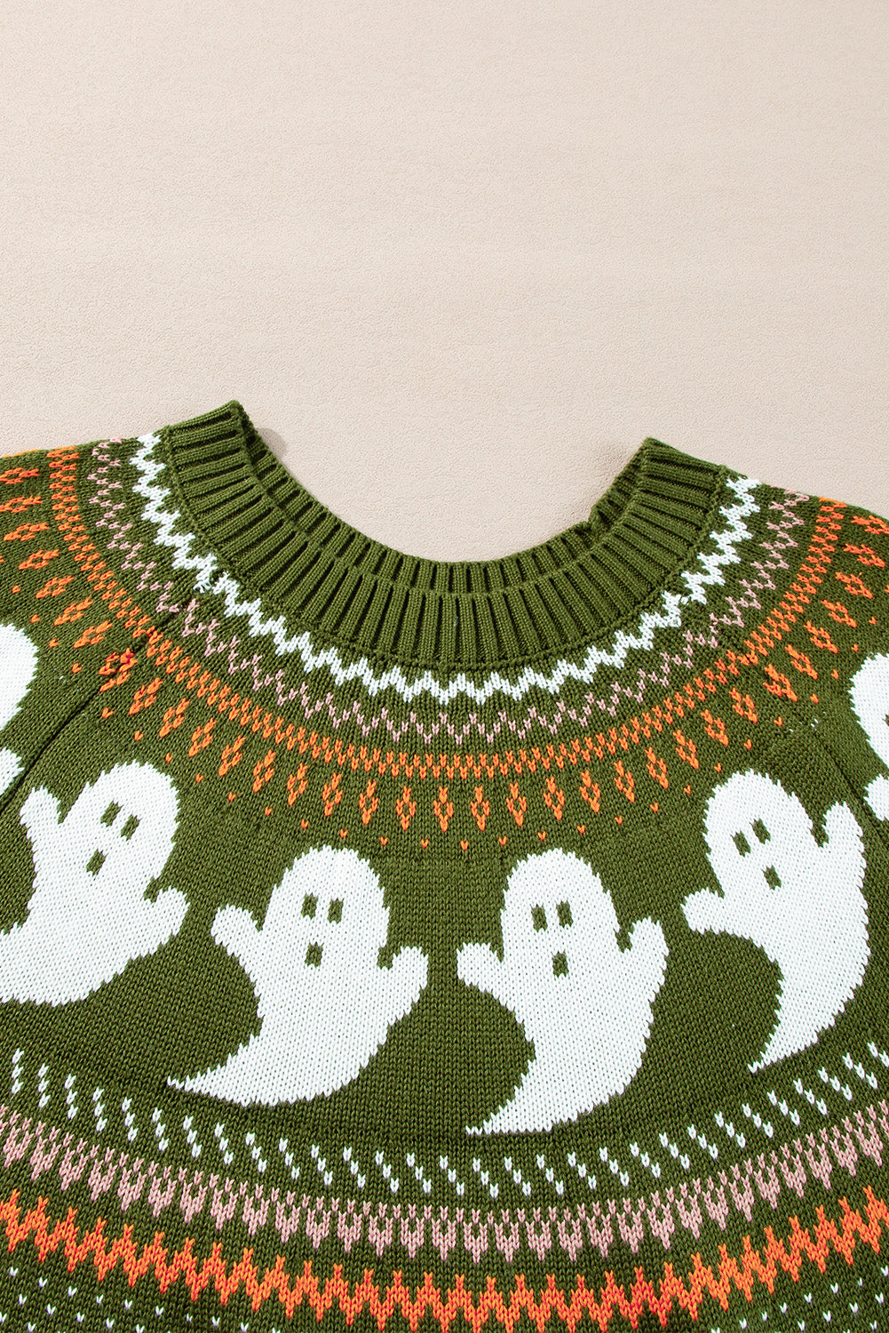 Halloween Ghost Pattern Drop Shoulder Sweater