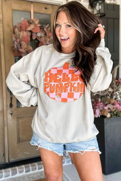 Halloween Pumpkin Patched Pattern Pullover Sweatshirt