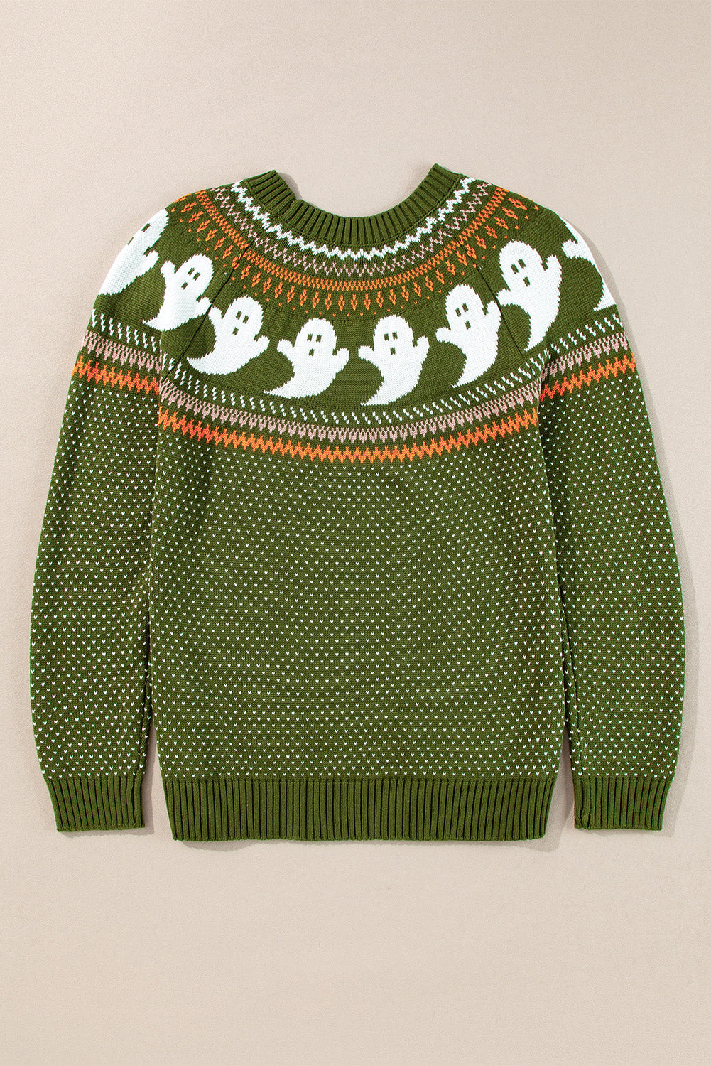 Halloween Ghost Pattern Drop Shoulder Sweater