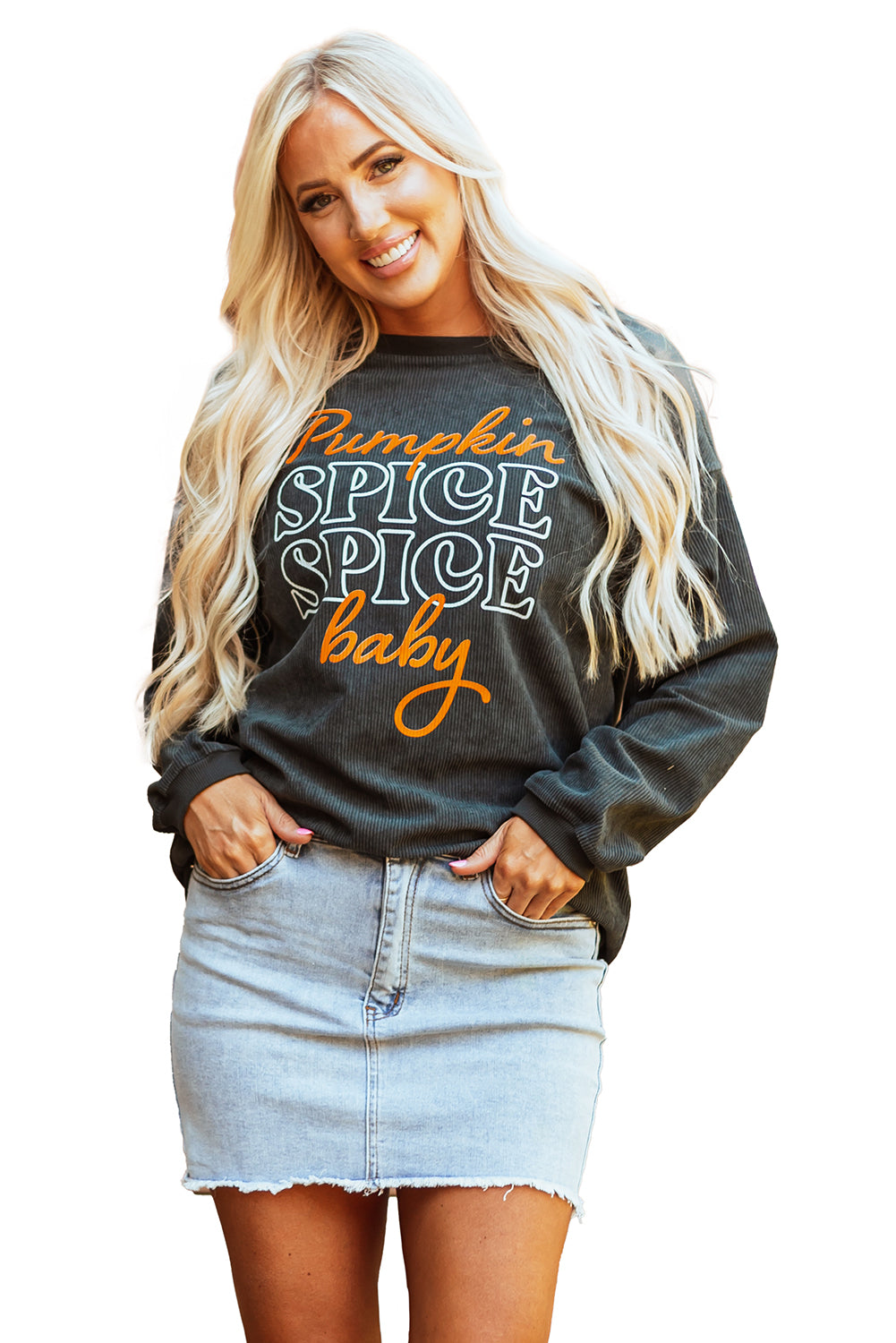 Pumpkin Spice Baby Graphic Textured Sweatshirt